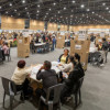 Panorámica de un puesto de votación en Corferias Bogotá.