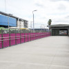 Foto de una obra de una estación de TransMilenio. 
