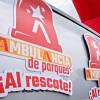 Ambulancia de parques del IDRD con letrero “¡Al rescate!” en Bogotá