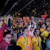 Aficionados celebran en fanzone de Bogotá el triunfo de la selección Colombia contra Congo