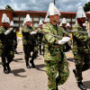 Soldados ensayando para el Desfile Militar