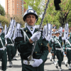 Soldados de la Policía Militar de Bogotá ensayando en su banda de guerra. 