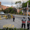 Gestores del Orden en labores de acompañamiento a ciclistas en la vía a La Calera.