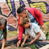 Imagen de niños y niñas viendo una huerta