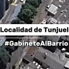Vista aérea de zona urbana de la localidad de Tunjuelito con edificaciones residenciales e industriales. Texto visible: “Localidad de Tunjuelito” y “#GabineteAlBarrio”.