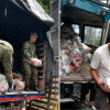 Fotos de las ayudas humanitarias de Bogotá para atención damnificados por terremoto len su arribo a Armenia y Dosquebradas.