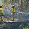 Foto de integrantes del Cuerpo de Bomberos de Bogotá apoyando labores de extinción de incendios forestales en Tolima.