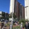 Foto de un ejercicio de evacuación de edificios en Bogotá.