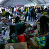 Foto de un punto de acopio y ayudas en Bogotá para damnificados del terremoto.