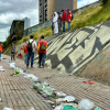 Foto de funcionarios del distrito en operativo de limpieza 