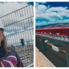 Foto de la La Profe Mónica y de un tren del Metro 