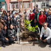 Grupo de personas y personal del Jardín Botánico de Bogotá durante una jornada de renaturalización en Plaza de las Américas