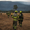 Foto de integrantes de Bomberos Bogotá en labores de apoyo en atención de incendios en Villa de Leyva y Morronegro en Boyacá.