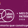 Imagen de poster oficial en letras 20 años IDPC- Mes delM patrimonio 2026
