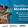 Pieza gráfica de la Reunión de Alcaldes 2026 en Bogotá y Barranquilla, con imágenes de edificios, tren, malecón y rueda de observación. Incluye el texto: “De proyectos a estrategias: Cómo las ciudades generan transformación”, del 2 al 4 de septiembre.