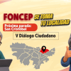 Pieza gráfica del programa 'FONCEP se toma tu localidad' con los textos “Próxima parada: San Cristóbal' y 'Cuarto Diálogo Ciudadano'.
