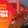 Banner promocional de la Lotería de Bogotá con fondo en tonos naranja y rojo. Incluye imágenes de edificios del centro de Bogotá, los cerros orientales y la Plaza de Bolívar. Texto visible: “¡JUEGA LA LOTERÍA DE BOGOTÁ Y TRANSFORMA TU VIDA!”, “Tienes la oportunidad de ganar grandes premios y hacer que tus sueños se hagan realidad.”
