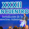 Foto del alcalde Carlos Fernando Galán durante el XXXII Encuentro de la Jurisdicción de lo Contencioso Administrativo.