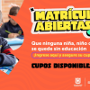 Imagen gráfica que muestra una niña escribiendo y el texto: matrículas abiertas 2027