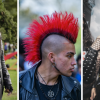 Imagen de varios asistentes a Rock al Parque con pintas alusivas al Festial.