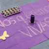 Pañuelo hecho por mujeres, que dice: "Nos queremos vivas".
