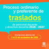 Imagen gráfica con el texto: Proceso ordinario y preferente de traslados de personal docente y directivo docente 2026 -2027