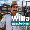 Foto que muestra a un señor con sombrero y una pala 