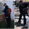 Foto que muestra un policía y un hombre levantando residuos