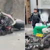 Moto incinerada y capturados por hurto de celular de alta gama