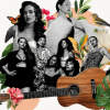 Imagen de varias mujeres que componen el cartel de artistas que se presentarán en este concierto, en la parte inferior se ve una guitarra.
