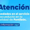 Imagen gráfica con el texto: Atención novedades en el servicio del acueducto en la localidad de Fontibón 