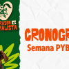 Pieza gráfica con ilustraciones de animales y el texto parcial “CRONOGRAMA Semana PYBA”, relacionada con actividades de bienestar y protección animal.