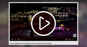 Captura de pantalla de una página de Youtube donde se ve el nuevo videoclip del himno de Bogotá.