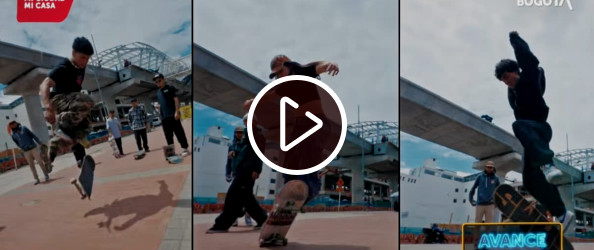 Foto de grupo de skaters de Bogotá recorriendo Línea 1 del Metro